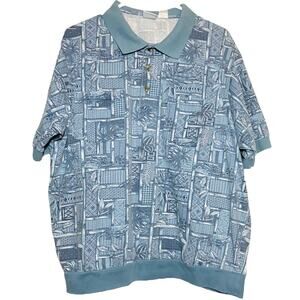 Vintage Haband Polo Shirt Chest Pocket Short Sleeve Joe Band Tropical Blue 2X